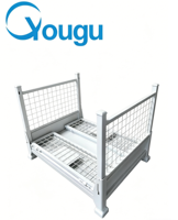Palette en acier ventilée, anti-rouille, pliable, en treillis métallique, pour entrepôt, garantie de qualité Yougu, en stock et livraison rapide