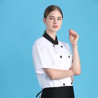 Uniforme de restaurant d'hôtel, veste de chef à manches courtes, uniforme de chef en sergé en polyester et coton, logo personnalisé