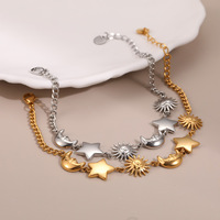 Bracelet chaîne en acier inoxydable étoile soleil lune Bijoux de luxe léger Accessoires non décolorants Femmes Bracelet chaîne tendance 18k