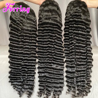 Wig Rambut Asli Manusia 250 Density 13x4 Lace Front, Raw Virgin Brazilian 30 Inch Curly Deep Wave Glueless Wig 13x6 HD Lace Frontal Wigs