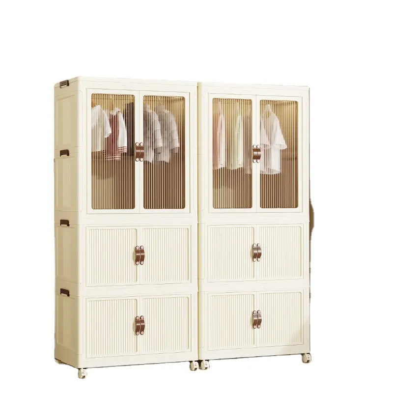 Armoire de rangement mobile personnalisée avec roulettes Armoire de rangement moderne pliable en plastique pour bébé portable avec roulettes