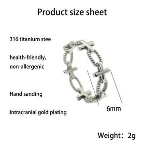 European Style <b>Titanium</b> Steel Cross <b>Ring</b> Silver Women's Fashion Jewelry Gift 240101 - Product Image 4