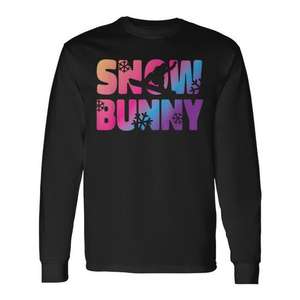 T-shirt à manches longues Snow Bunny, design ski, imprimé coloré, vêtements d'hiver - Product Image 1