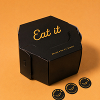 Scatola di Carta Personalizzata per Fast Food, Confezione Esagonale in Cartone per Hamburger, Grado Alimentare, Nera