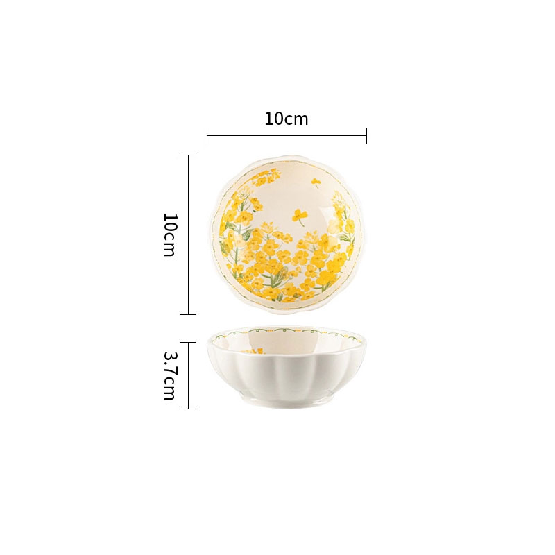 จานดอกบัว 4 นิ้ว - เคลือบสีขาวลายดอกเรป