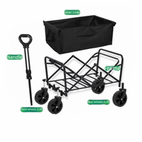 Chariot de plage pliable robuste grande capacité, chariot utilitaire pliable, chariot d'extérieur portable pour jardin, camping, shopping, OEM