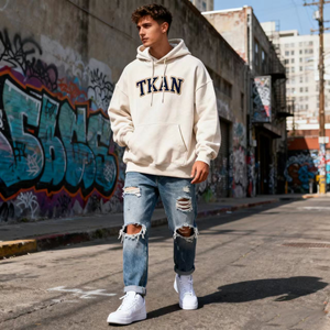 TKAN419, Sudadera con capucha de gran tamaño de algodón de rizo francés de alta calidad con logotipo personalizado, Sudadera con capucha bordada en 3D para mujer - Product Image 2