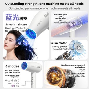 Secador de Pelo Profesional para Uso Doméstico, Alta Potencia, Secado Rápido con Aire Frío y Caliente, Luz Azul, Viento Fuerte - Product Image 3