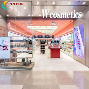 Mueble de Exhibición para Tienda de Cosméticos, Panel de Madera <span class=keywords><strong>con</strong></span> Iluminación LED, Vitrina de Pared, Diseño Interior para Sala de Transmisión en Vivo - Product Image 5