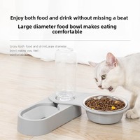 Ensemble de gamelles pliables en acier inoxydable et plastique pour chat et chien, distributeur automatique rotatif double, abreuvoir portable multifonctionnel, fournitures pour animaux de compagnie d'intérieur