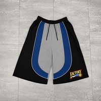 Fabricants de vêtements personnalisés Streetwear Spandex / Coton Hip Hop Piping Broderie Color Block Baggy Capris Shorts