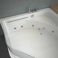 Baignoire Spa Double Hydromassage Moderne en Acrylique Écologique avec Robinet et Drain, 1,5 m, pour Appartements et Villas
