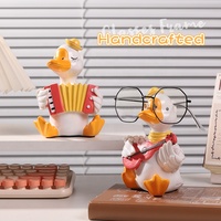 ROOGO Support à lunettes et présentoir en résine, motif canard de dessin animé, peint à la main, design animalier tendance, pour salon, chambre, décoration et cadeau