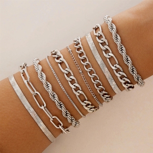 Vente en gros de <span class=keywords><strong>10</strong></span> bracelets tendance transfrontaliers en forme d'épi de blé et torsadés, provenant d'Europe et d'Amérique, en alliage simple de type os de serpent - Product Image 3