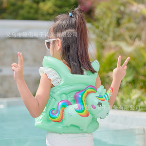 Chaleco de Natación Inflable para Niños, Diseño de Unicornio Arcoíris, Ayuda de Flotabilidad para Niños, Uso en Piscina - Product Image 3