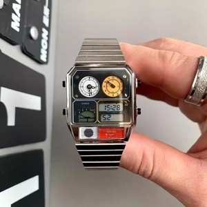 นาฬิกาข้อมือผู้ชาย New <span class=keywords><strong>Square</strong></span> แบบอนาล็อก-ดิจิตอล สายสแตนเลส สปอร์ต ควอตซ์ กันน้ำ 5BAR พร้อมฟังก์ชั่นปลุก ตัวล็อคแบบซ่อน ขนาด 36 มม. - Product Image 2