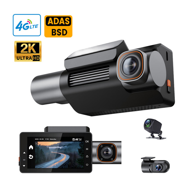 4 Channel Car Camera 4G Dash Cam with SIM Card ADAS BSD GPS Auto DVR Vehicle Camera System for Truck Bus Taxi Fleet Management