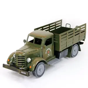 TM810 Retro Tin Military Car Liberation Truck Model Decoration Vintage Nostalgic Classic Metal Crafts Home Bar Loft Decor