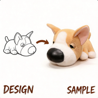 Peluche chien couché mignon de dessin animé, poupée Corgi réaliste, oreiller de couchage pour la maison