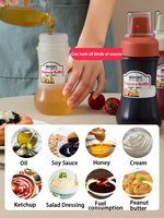 Bouteilles de condiment à presser personnalisées à 5 trous avec buses, bouteilles en plastique pour ketchup, moutarde, sauces piquantes, huile d'olive, outil de cuisine