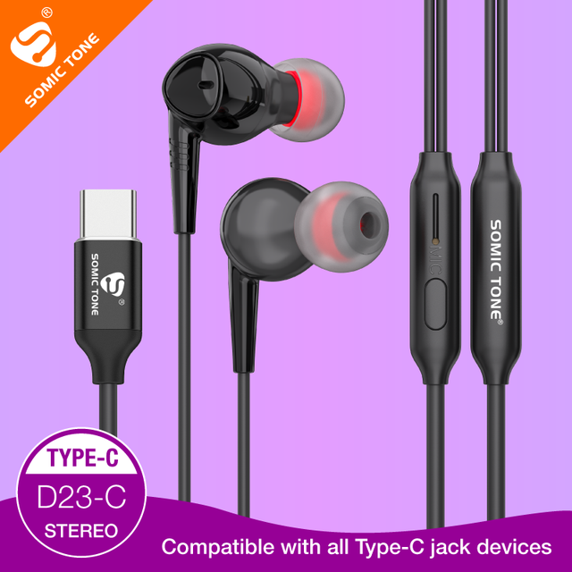 SOMIC TONE D23C Type-C Sport Earbuds Wired Headphones HiFi Stereo Sound IPX-4 Waterproof AAC Codecs Compatible iPhone 15/16