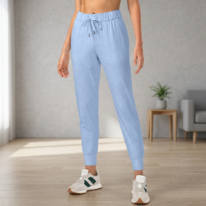 New Design Men's Mid Waist Lightweight Breathable Eco-Friendly Polyester/Cotton Drawstring Closure Bonded Fabric Joggers Pants - Product Image 3