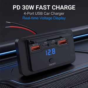Chargeur USB étanche 4 ports QC3.0 à charge rapide avec affichage <span class=keywords><strong>de</strong></span> tension 12-24V pour bateau marin - Product Image 2