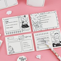 Bloc-notes mignon à motifs de dessins animés, design simple, non collant, noir et blanc, pour étudiants, origine Chine