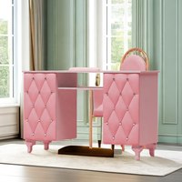 Mobilier professionnel rose de salon d'art moderne roulant table de bureau technique pour ongles table de manucure pour ongles en gel