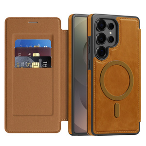 Per <span class=keywords><strong>Samsung</strong></span> S25 Edge S25U Flip <span class=keywords><strong>Cover</strong></span> in pelle S23 Plus Business Case con Slot per schede magnetiche compatibile con telefono cellulare S24U - Product Image 2