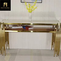 Table de console rectangulaire de style moderne pour hall d'entrée, villa de luxe, salon, base en acier inoxydable, table de décoration de couloir