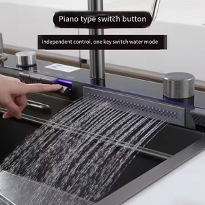 Évier de cuisine multifonctionnel FSH OEM fait main en acier inoxydable et laiton avec robinet intelligent pour <span class=keywords><strong>lave</strong></span>-vaisselle - Product Image 4