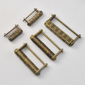 Antique Style Brass Combination <b>Lock</b> Five Wheel Retro Chinese Design <b>Small</b> Padlock - Product Image 3