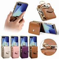 Étui pour téléphone Samsung Z Flip 8 avec porte-cartes, miroir de maquillage et protection anti-chute, compatible avec Samsung Z Flip 7 6