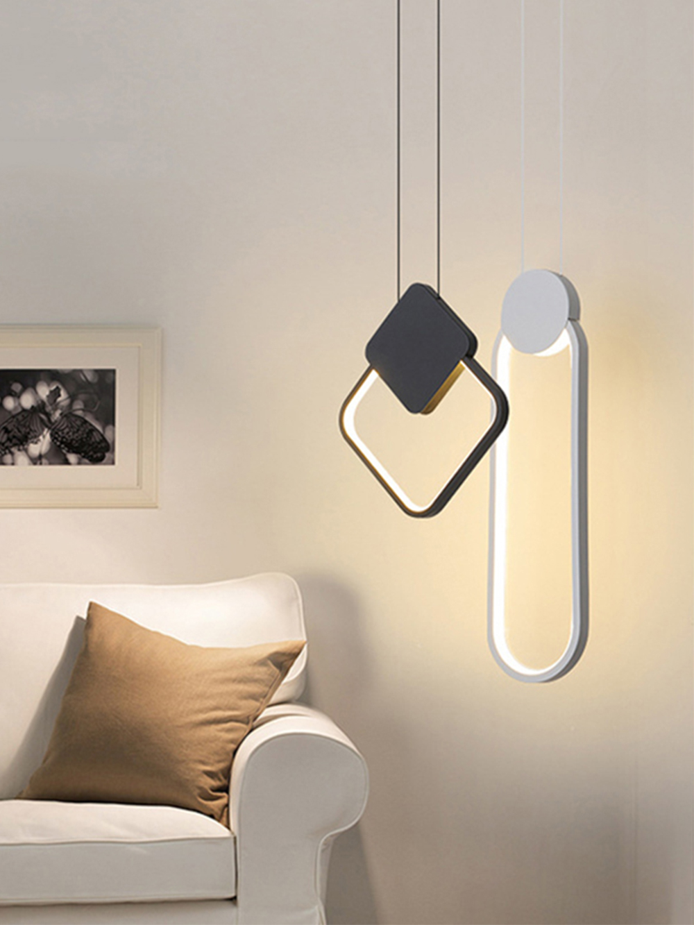 LED Pendant Light Nordic Modern Metal Simple Geometry Decoration For Living Room Bedroom Home Hanging Lamp Lighting