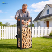 Porte-bûches moderne en fer forgé personnalisé pour le stockage de bois de chauffage intérieur/extérieur