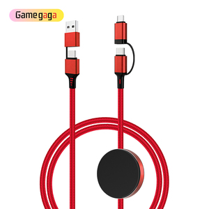 Câble de charge rapide LED 4 en 1 60W, multi-interface, coque ronde, lumineux, tressé, logo personnalisé, longueur 1m - Product Image 1