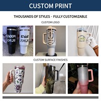 Vaso Térmico de 40 Onzas con Diseño Cabana Stripe y Asa Lateral, Tapa Transparente, para Programas de Mercancía de Boutiques Preppy