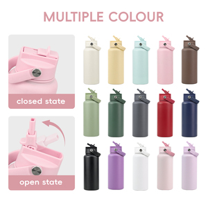 Custom OEM <strong>32oz</strong> Insulated Water Bottle BPA Free Dustproof Push Slide Straw Lid Stainless Steel Vacuum Flask for School Gym - Product Image 4