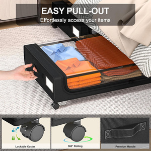 Tekerlekli ve Kapaklı Yatak Altı Saklama Kapları Büyük Kapasiteli Yatak Altı Düzenleyici Kolay Montajlı Yırtılmaz Tekerlekli - Product Image 5