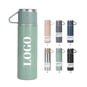 Ensemble cadeau de bouteilles d'eau isothermes en acier inoxydable à prix de gros - 500 ml avec 3 couvercles de tasse, thermiques, écologiques - Product Image 1