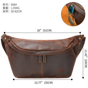 2025 Crazy Horse cuir <span class=keywords><strong>sortie</strong></span> bandoulière hommes sac grande capacité rétro sac à bandoulière mode hommes poitrine sac - Product Image 6