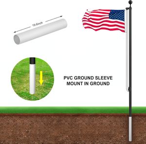 Nhiệm Vụ Nặng Nề 20ft 1.8Mm Dày Cờ Cực Kit Với 3X5 Đen Cột Cờ Thêm Dày 1.8Mm Hiển Thị Phụ Kiện - Product Image 3