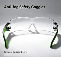 Lunettes de sécurité anti-buée et anti-rayures avec monture verte et noire, verres transparents, pour laboratoire, travaux de construction et activités de plein air