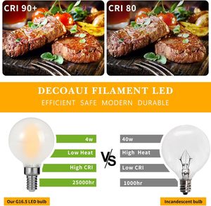 Decoaui 6-Pack E12 G16 LED bóng đèn thông minh 2700K mềm trắng 4 Wát tương đương <span class=keywords><strong>400</strong></span> lumens Frosted Glass Dimmable với AC cung cấp điện - Product Image 3