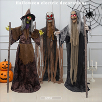 Figurine fantôme électrique à détection de mouvement pour Halloween, Crâne, Dieu de la mort, Sorcière, Décoration, Accessoires pour maison hantée et pièce secrète