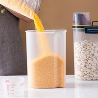 Récipient de stockage de riz scellé transparent distributeur d'aliments secs pour céréales avec tasse à mesurer