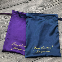 Sac à chaussures de danse en satin avec cordon de serrage, impression de logo personnalisée acceptée