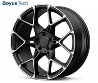 Rines de Aleación de Aluminio Forjado de una Pieza con Acabado Negro Mate y Diseño Geométrico, Multiples PCD 5*108 5*112 5*114.3 5*115 5*120 para Sedán y SUV