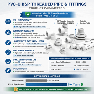 Raccords <span class=keywords><strong>de</strong></span> tuyauterie PVC haute <span class=keywords><strong>pression</strong></span> <span class=keywords><strong>de</strong></span> qualité supérieure, norme britannique, réducteur fileté femelle 1/2" x 3/4" - Product Image 2